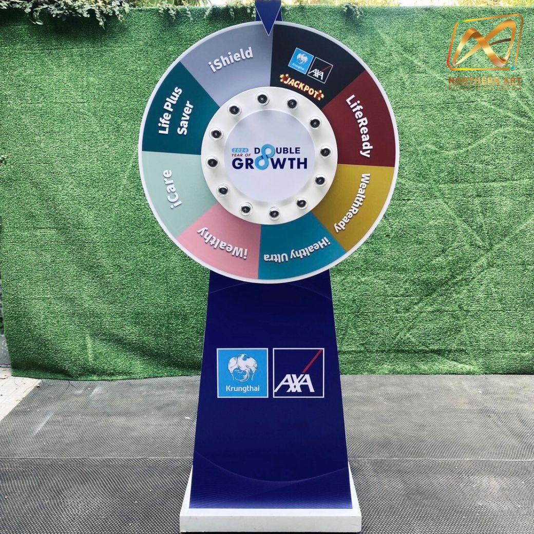 เช่าเกมส์วงล้อ รุ่นไฟกระพริบ ขนาดวงล้อ 80 ซม. สูง 168 ซม.( ราคาเช่าพร้อมสติ๊กเกอร์)