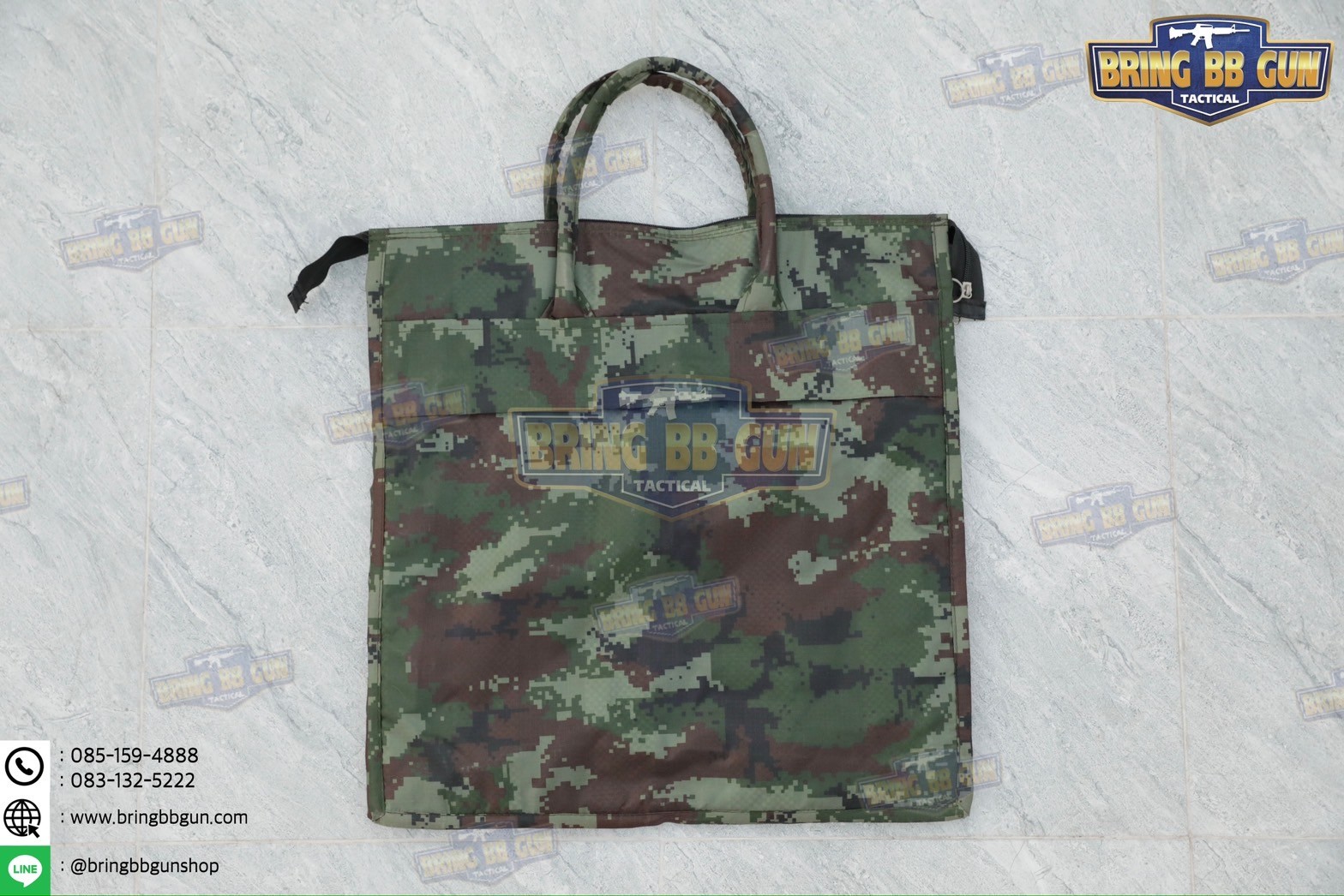 กระเป๋าถือทหาร (แบบซิปรอบ) กระเป๋าอเนกประสงค์ (ขยายข้างได้)