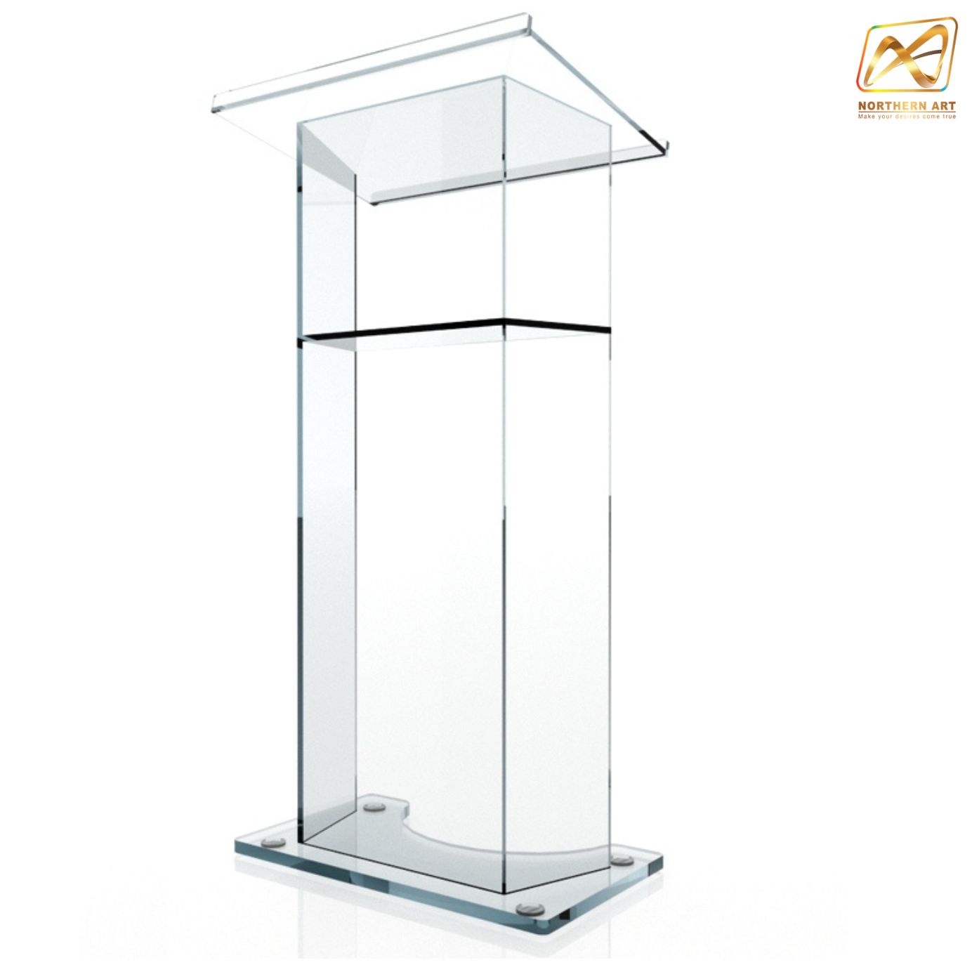 โพเดียม อะคริลิคใส AC-01 ขนาด(W)60 x (L)40 x (H)120 cm. TOP เอียงพร้อมกันตก วัสดุอะคริลิคใส หนา 10-20 มม.