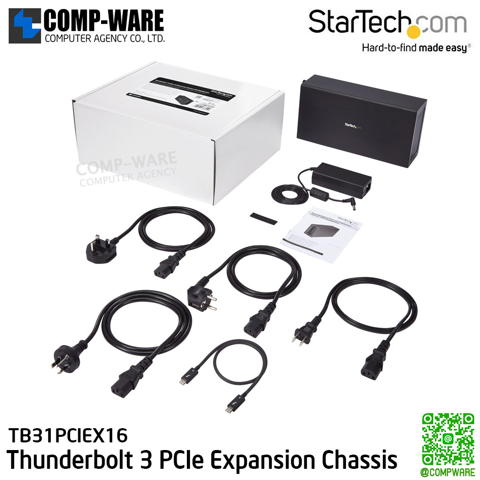 StarTech Thunderbolt 3 PCIe Expansion Chassis with DisplayPort - PCIe x16 / 2-Port Thunderbolt 3 USB 3.1 USB-C Thunderbolt 3 Hub / AC Adapter Powered / 280 x 142 x 82mm / TB31PCIEX16