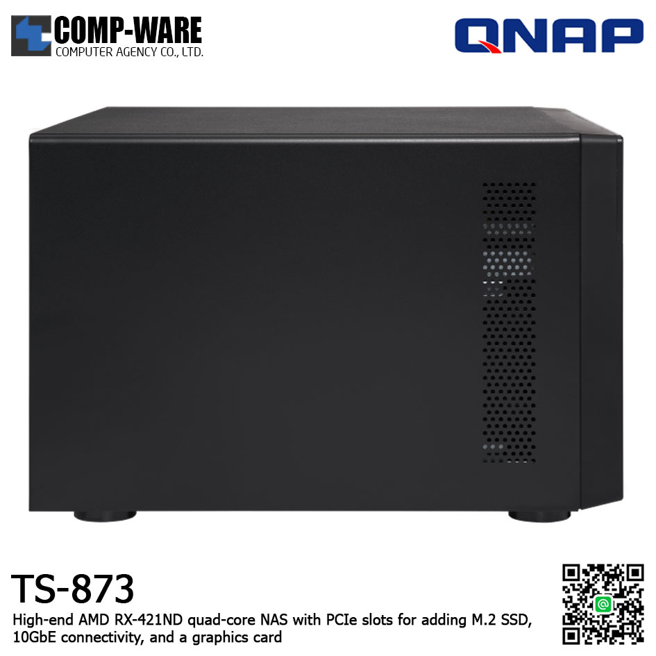 QNAP NAS (8-Bay) TS-873 (8GB RAM up to 64GB) AMD R-Series RX-421ND quad-core M.2 Dual-Slot Support, No HDD