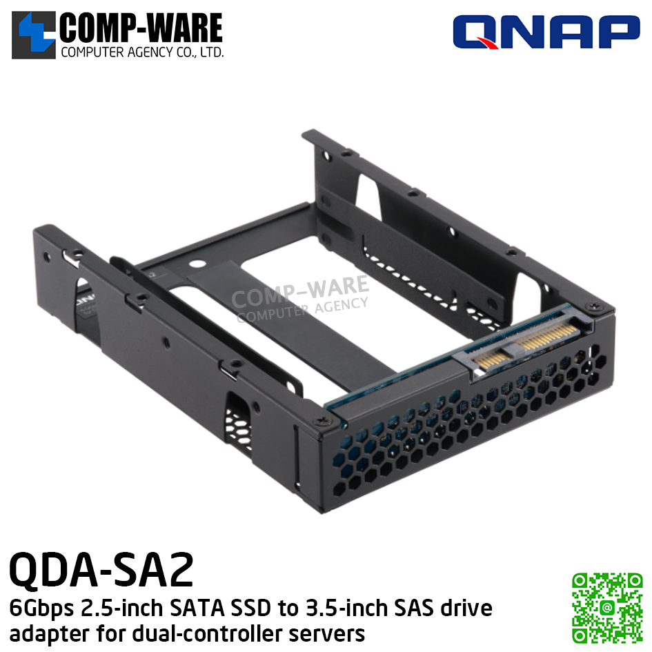 QNAP QDA-SA2 6Gbps 2.5-inch SATA SSD to 3.5-inch SAS drive adapter for dual-controller servers - Spare Part - 1Y Warranty