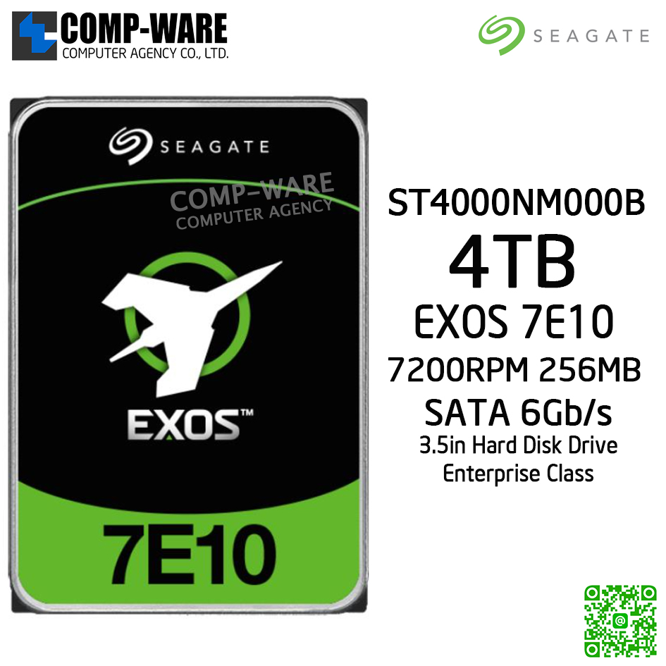 Seagate Exos 7E10 4TB 7200RPM 256MB SATA 6Gb/s 512N 3.5" Enterprise Class Internal Drive ST4000NM000B / 5Year Warranty