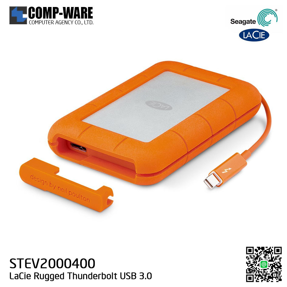 Seagate LaCie 2TB Rugged Thunderbolt and USB 3.0 Portable Hard Drive STEV2000400