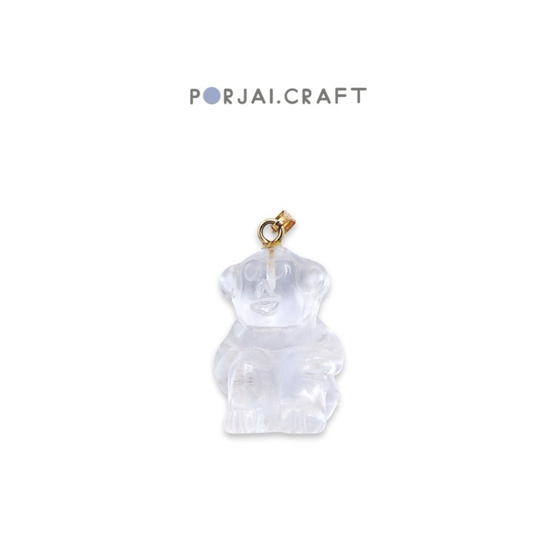Clear Quartz Monkey Pendant จี้ลิงควอตซ์ใส 20mm