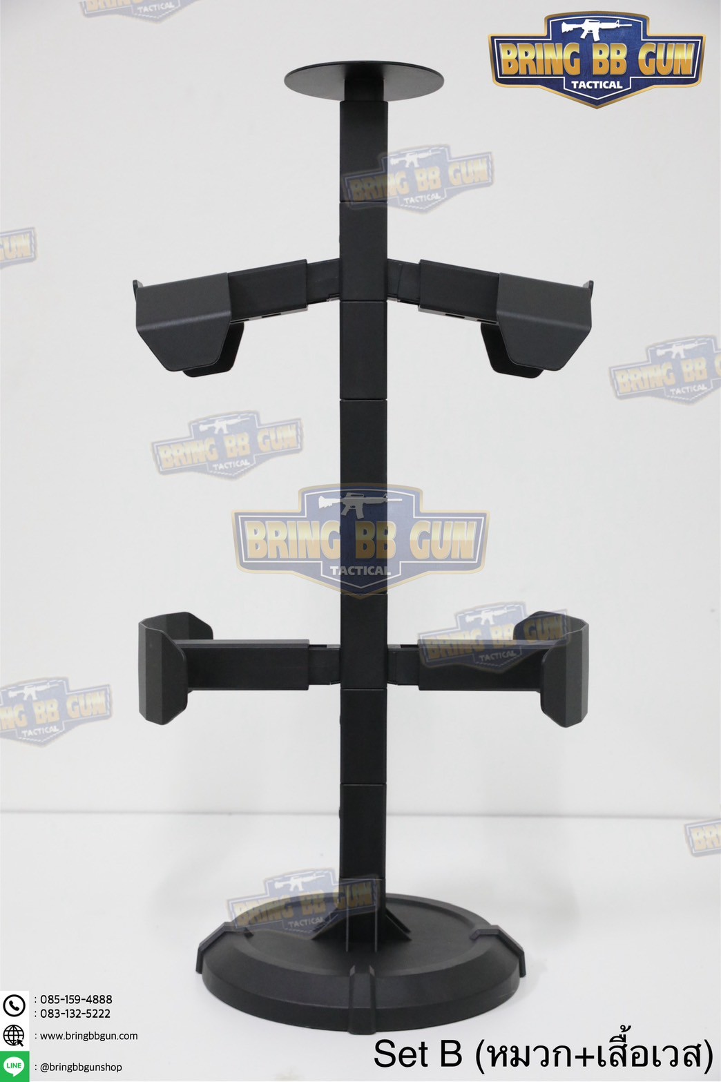 แท่นวางหมวก-เสื้อเวส-เข็มขัด (เสาแขวนหมวก-เสื้อเวส-เข็มขัด) (ที่แขวนอเนกประสงค์) (Equipment Display Stand)