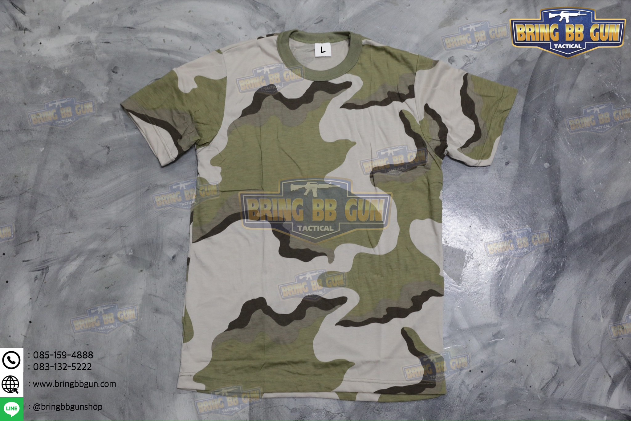 เสื้อยืดคอกลมลายพราง พิมพ์ลาย3D ผ้า TC