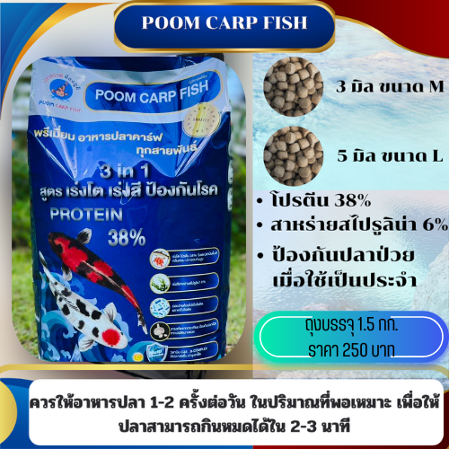 อาหารปลาคาร์ฟ ขนาดเม็ดอาหาร