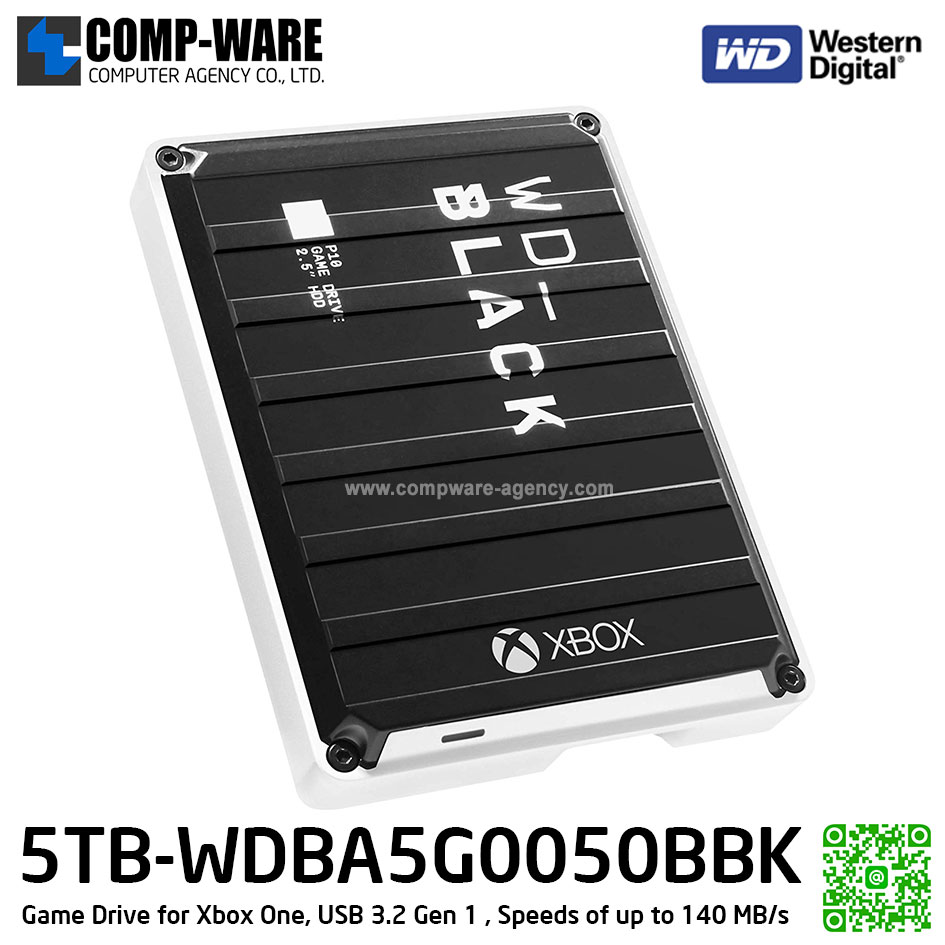 WD Black P10 Game Drive for Xbox One, 5TB, USB 3.2 Gen 1, 2.5inch , Speeds of up to 140 MB/s ( WDBA5G0050BBK-WESN )