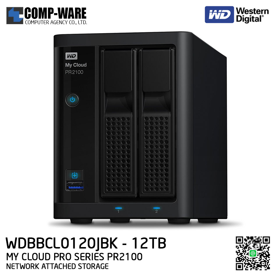 WD 12TB My Cloud Pro Series PR2100 2-Bay Network Attached Storage - WDBBCL0120JBK-SESN รับประกัน 3 ปี // Pre-order สั่งซื้อขั้นต่ำ 2 ชิ้นขึ้นไป