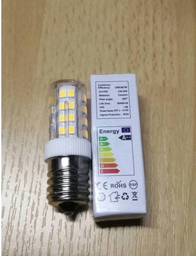 0000461 หลอดไฟ LED E17สีส้ม ตู้เย็น กลียวใหญ่ สีวอม