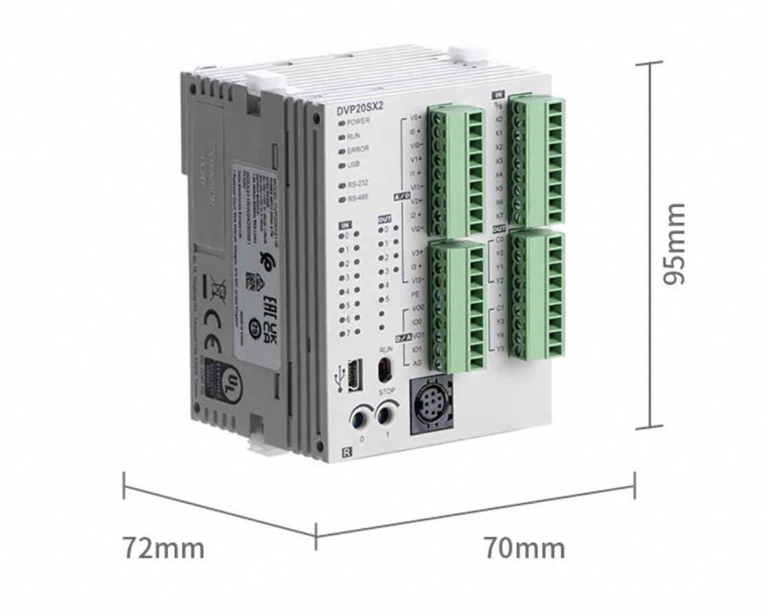 Delta PLC DVP20SX211T 8I/6O, 4CH AI/2CH AO 24V (Transistor)