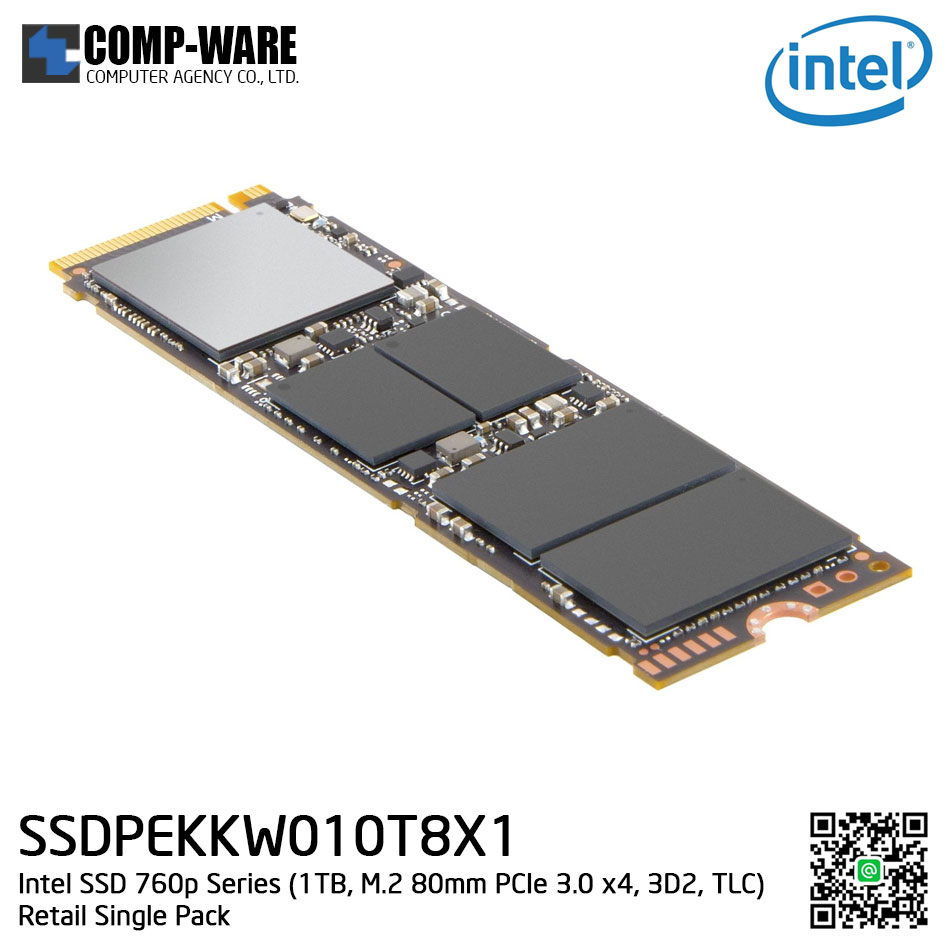 Intel SSD 760p Series (1TB, M.2 80mm PCIe 3.0 x4, 3D2, TLC) Retail Single Pack - SSDPEKKW010T8X1