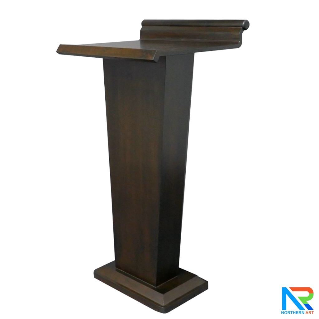 โพเดียมไม้ สีโอ๊ค ทรงโมเดิร์น TOPตรง ขนาด (W)56 x (L)48 cm. สูง 112 cm.