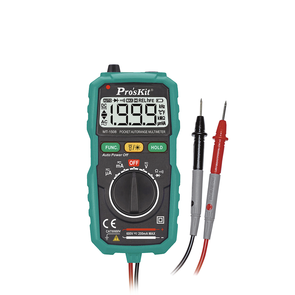 MT-1508 (CN) มัลติมิเตอร์ปรับช่วงวัดอัตโนมัติแบบพกพา MT-1508 PRO'S KIT (CN)