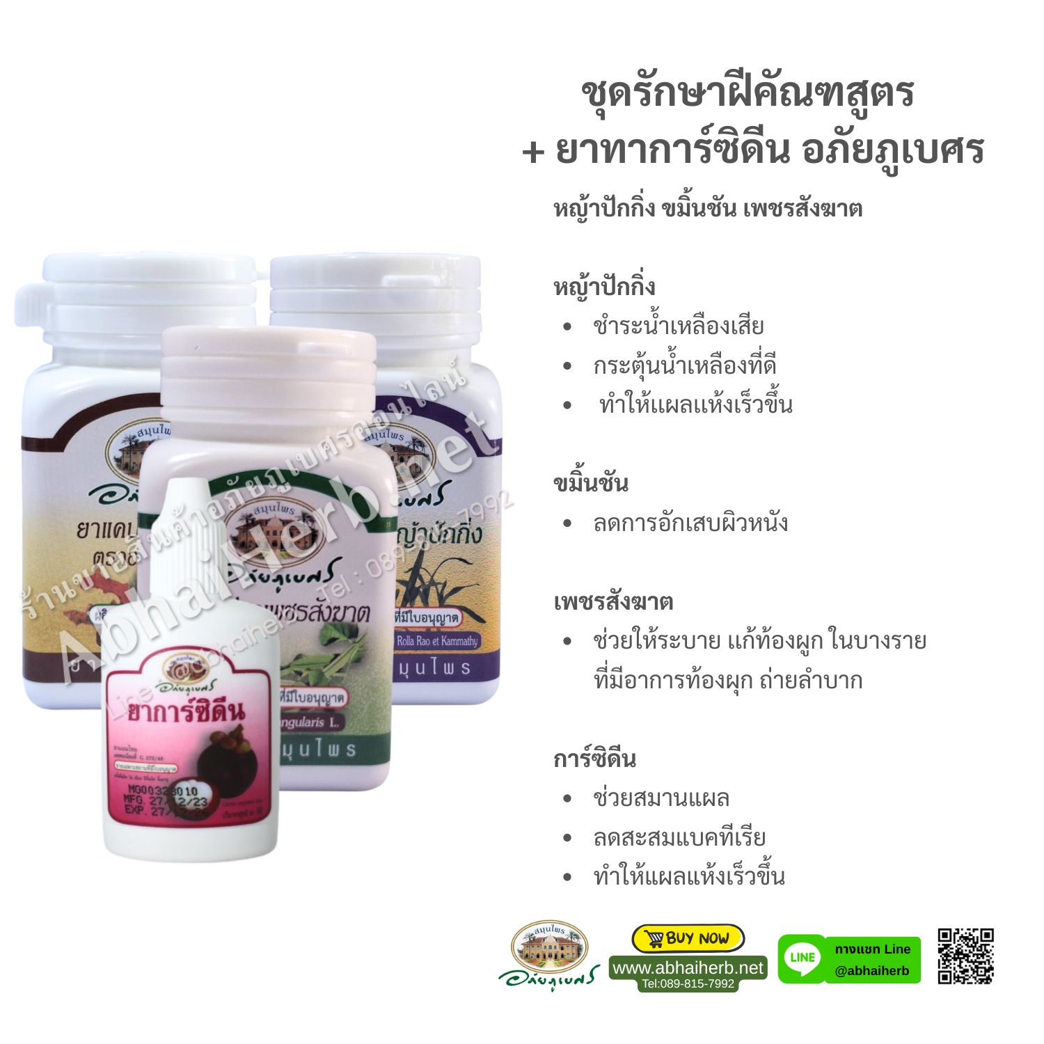 (ลด 10%) ชุดรักษาฝีคัณฑสูตร+การ์ซิดีน อภัยภูเบศร