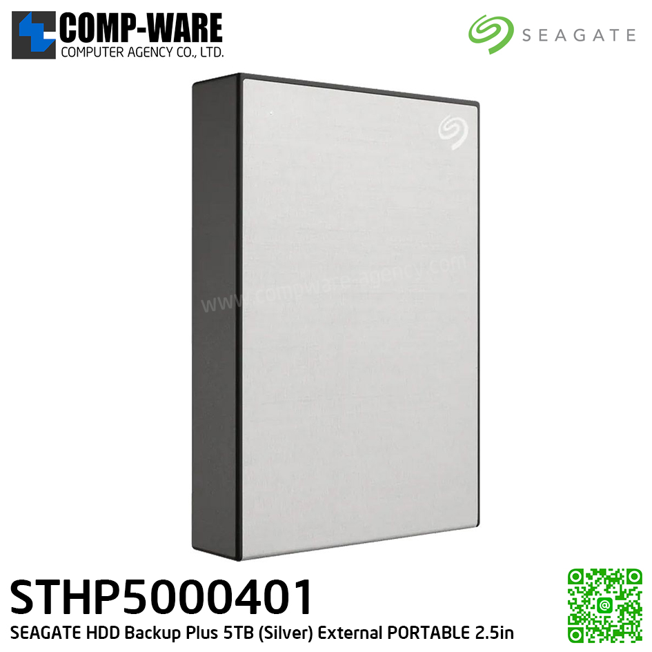 SEAGATE HDD Backup Plus 5TB (SILVER) External HDD PORTABLE 2.5" - STHP5000401