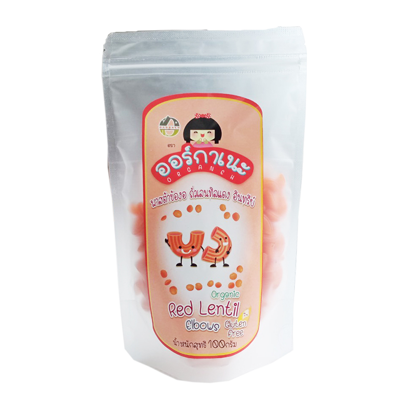 พาสต้าข้องอ ถั่วเลนทิลแดง อินทรีย์