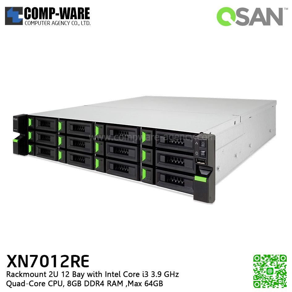 QSAN (12 Bays) XCubeNAS XN7012RE (8GB RAM) Rackmount 2U NAS Storage , No HDD