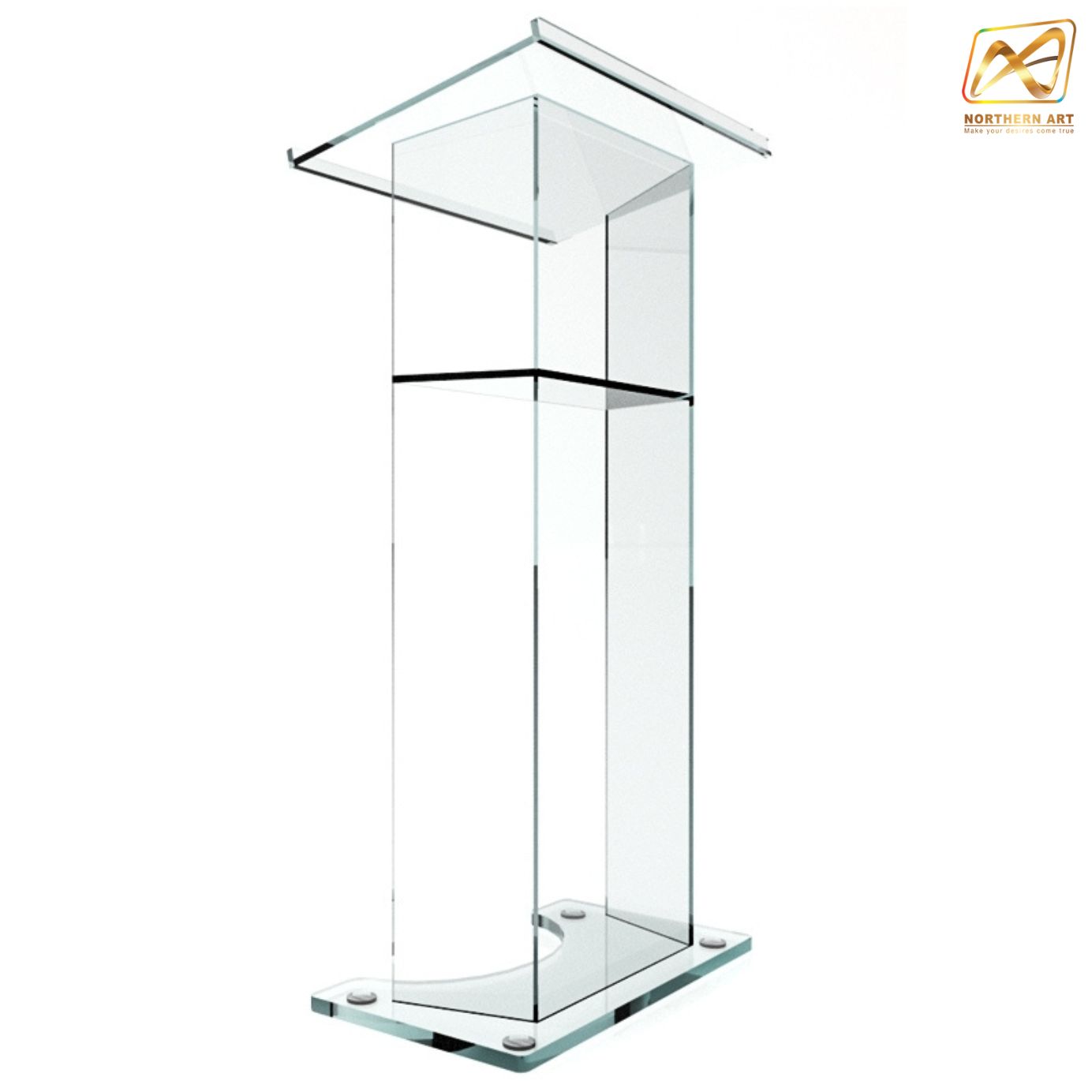 โพเดียม อะคริลิคใส AC-01 ขนาด(W)60 x (L)40 x (H)120 cm. TOP เอียงพร้อมกันตก วัสดุอะคริลิคใส หนา 10-20 มม.