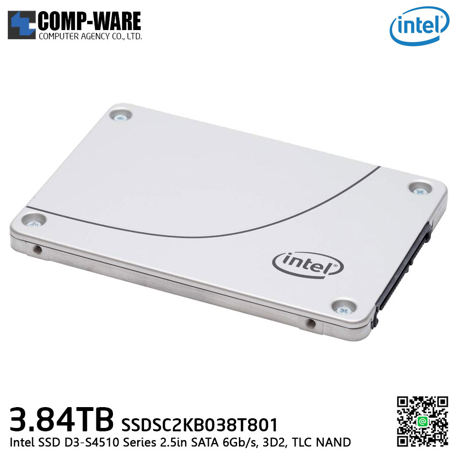 Intel SSD D3-S4510 Series (3.84TB, 2.5in SATA 6Gb/s, 3D2, TLC) Generic Single Pack - SSDSC2KB038T801