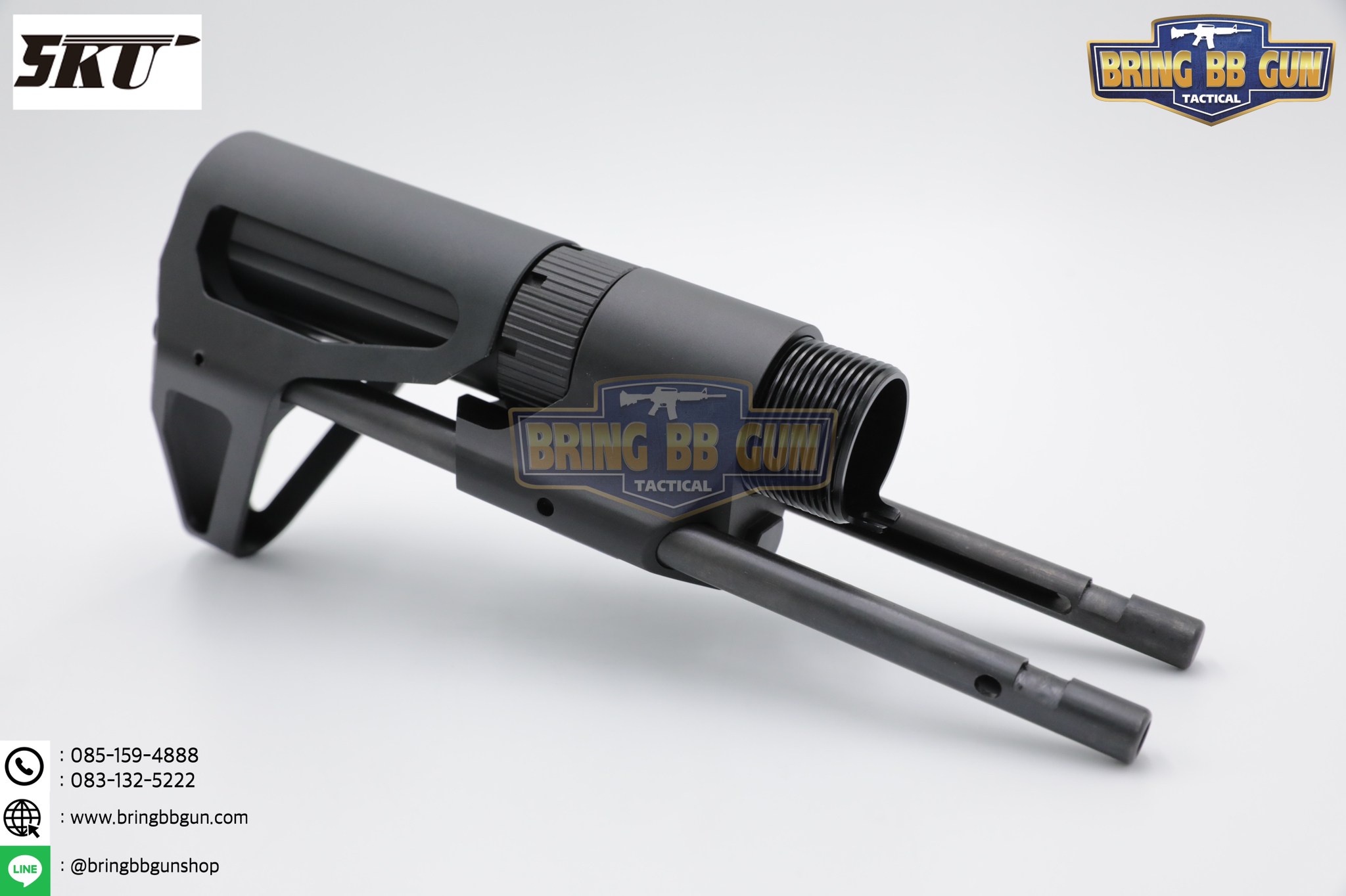 พานท้าย PDW RETRACTABLE ยี่ห้อ 5KU (พานท้าย PDW สำหรับปืนระบบแก็สที่มีลุกบัฟเฟอร์-สปริงบัฟเฟอร์)