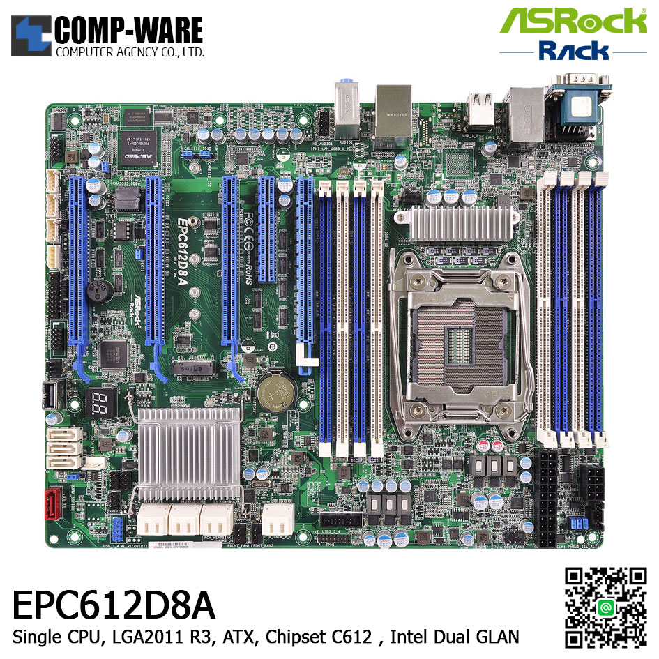 ASRock Rack EPC612D8A Intel C612 Chipset ATX Motherboard Single-CPU Socket LGA2011 R3