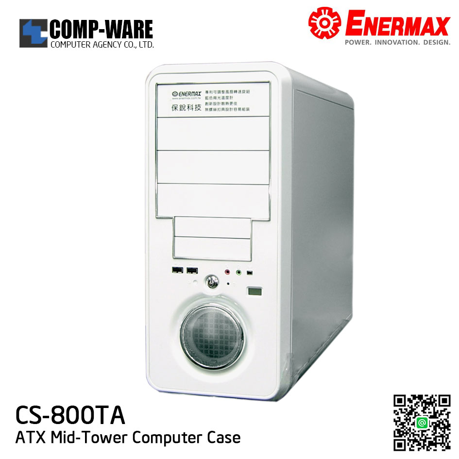 Enermax CS-800TA White ATX Mid-Tower Computer Case, No Power supply