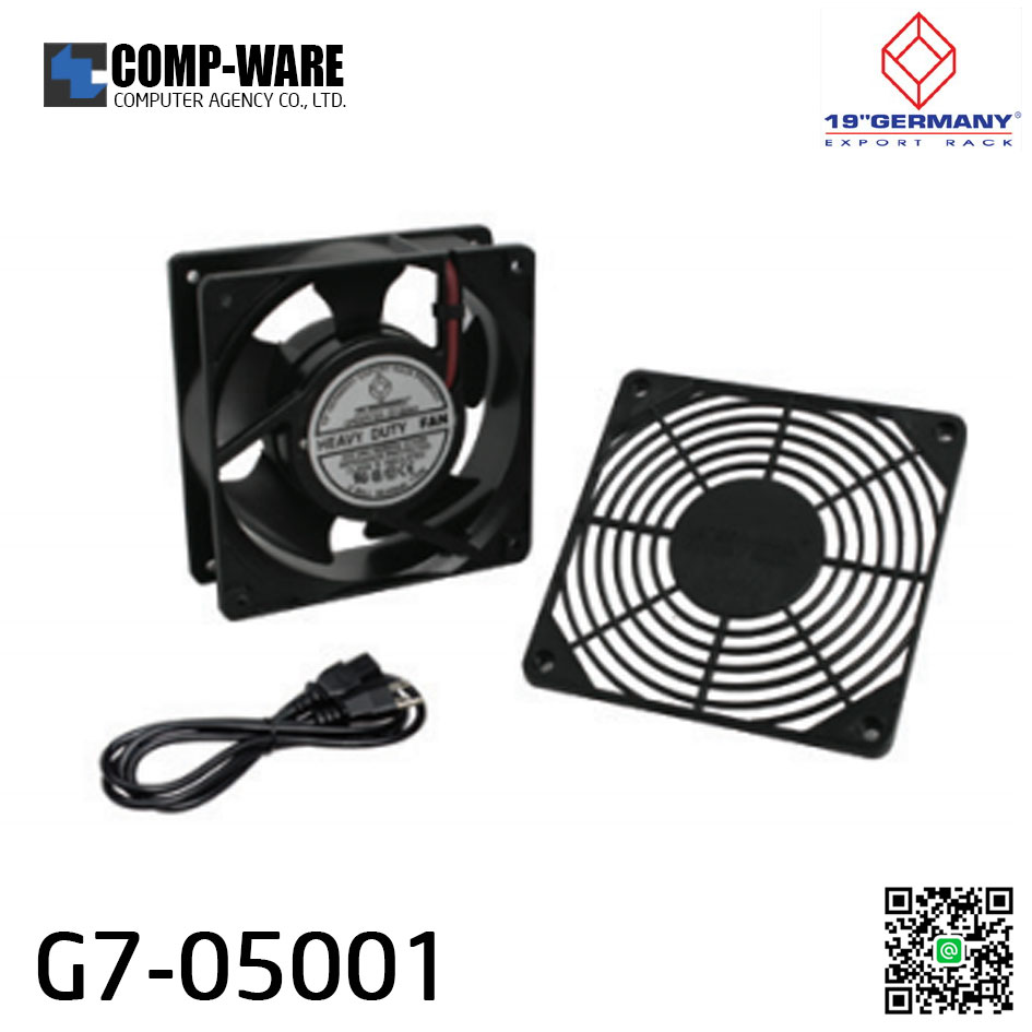 19" Germany Rack Accessories G7-05001 1 x 4” HEAVY DUTY FAN (2 Ball Bearing พร้อมหน้ากาก ABS และสายไฟ 1.8 เมตร) (พัดลม 1 ตัว) // ประกัน 1 ปี