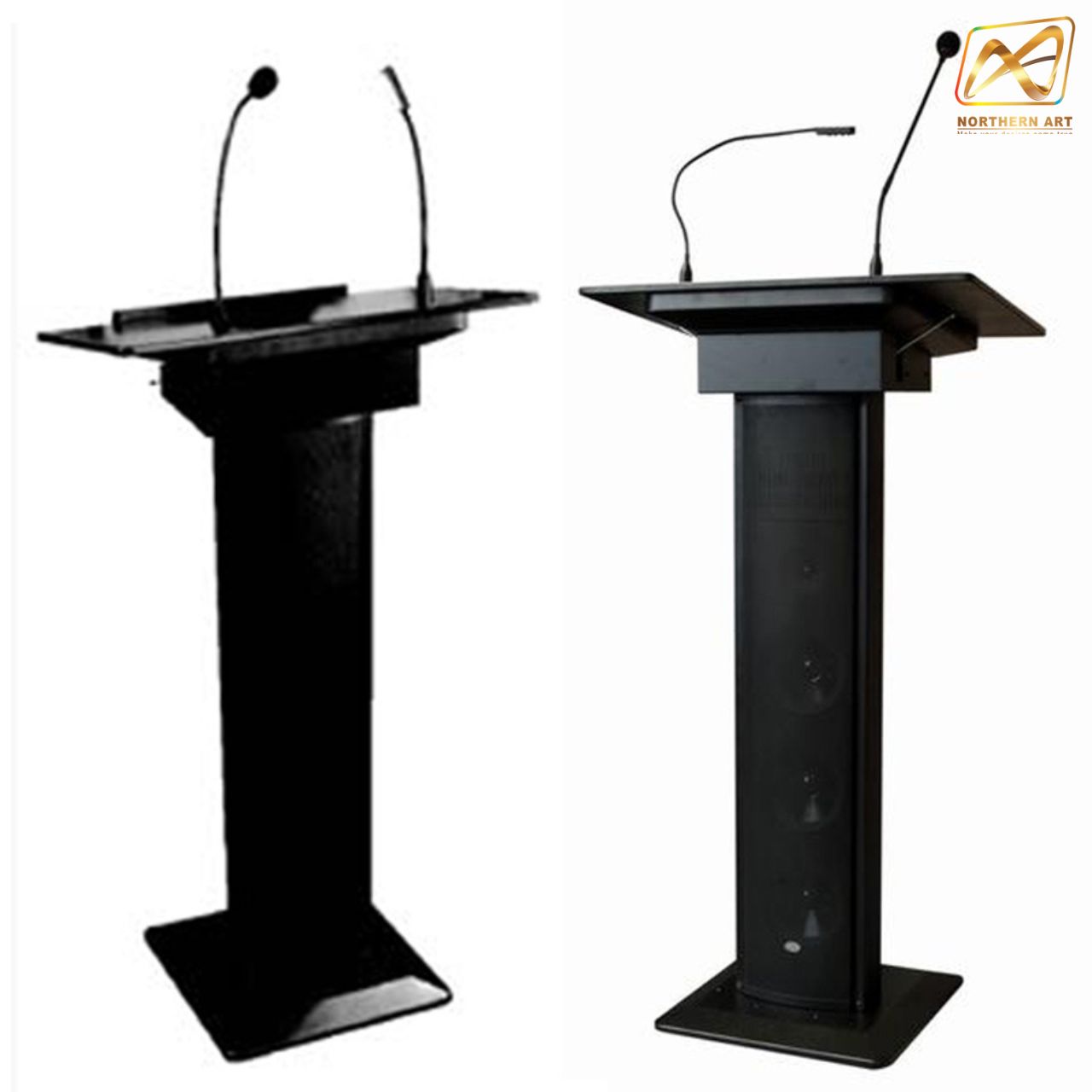 โพเดียมพร้อมไมค์ MI-01 ขนาด (W)58 X (L)38 X (H)110 cm. พร้อมไมค์ก้าน1ชุดพร้อมโคมไฟส่องสว่าง มีลำโพงในตัว