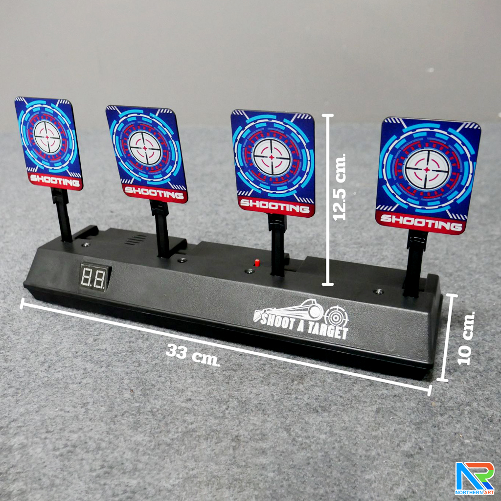 เช่าเกมส์ยิงเป้านิ่ง ตั้งโต๊ะ ขนาด (W)40 x (D)40 x (H)90 cm. พร้อมเป้านิ่ง 4 แผ่น 3 ชุด และปืนกระสุนโฟม 1 กระบอก