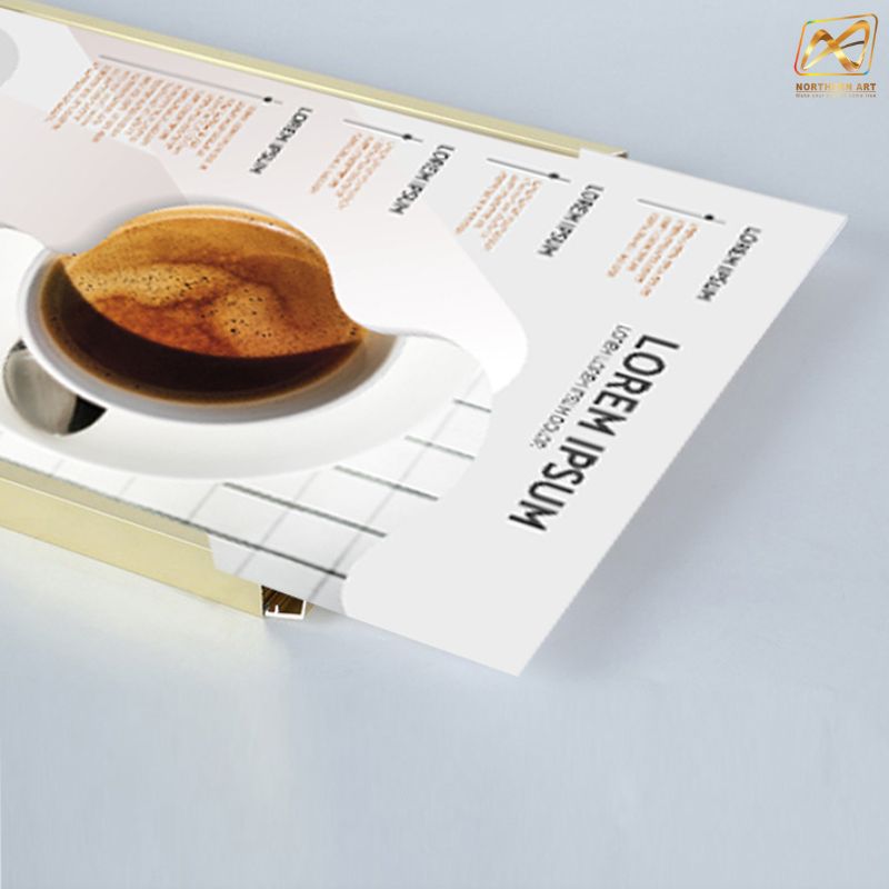 กรอบอะลูมิเนียม กรอบโปสเตอร์ กรอบรูป SNAP FRAME รุ่น B สีทอง สอดงานพิมพ์ด้านบน น้ำหนักเบา ติดตั้งง่าย ไม่ต้องเจาะผนัง