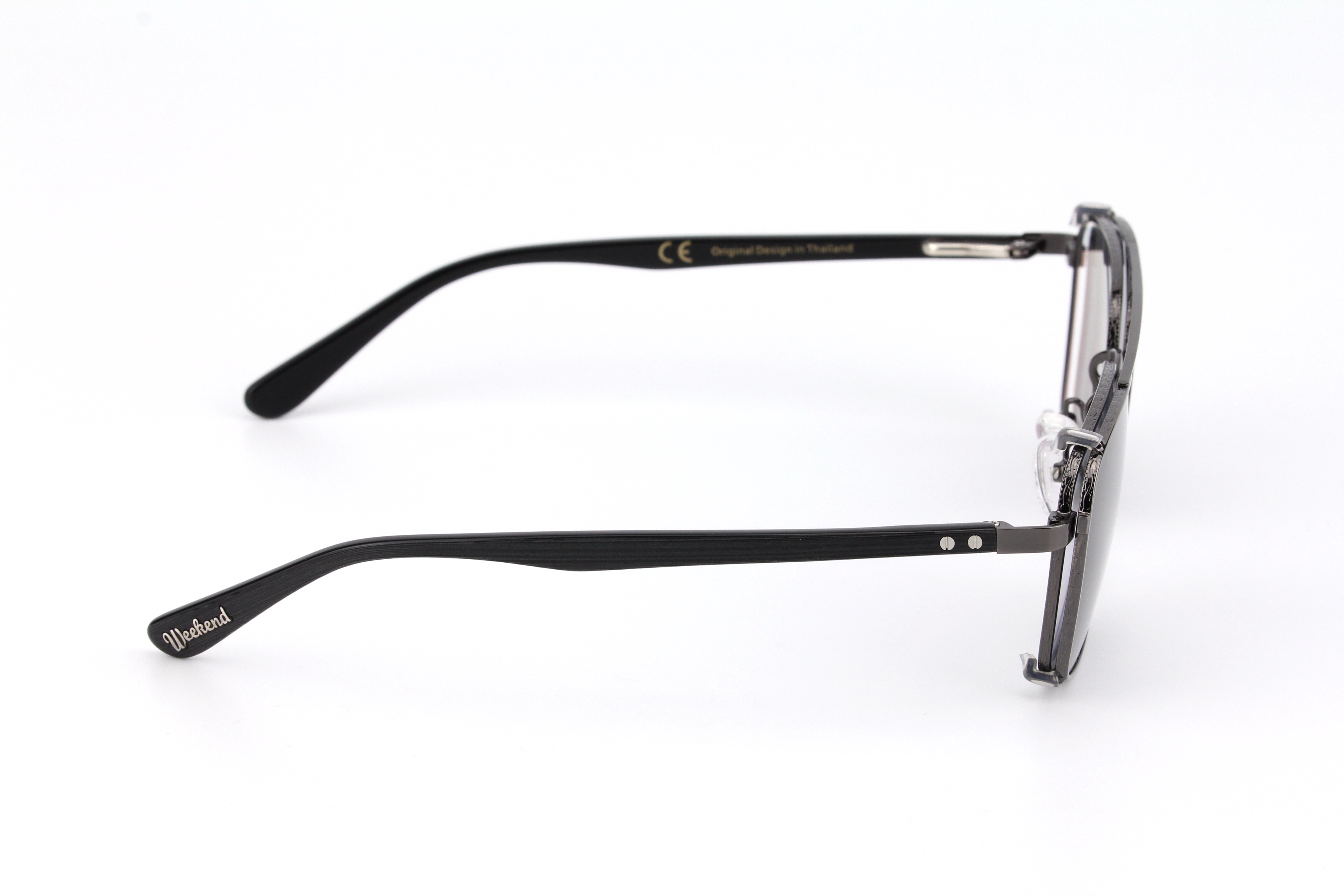 กรอบแว่นสายตาพร้อมคลิปกันแดด Weekend Round Gunmetal