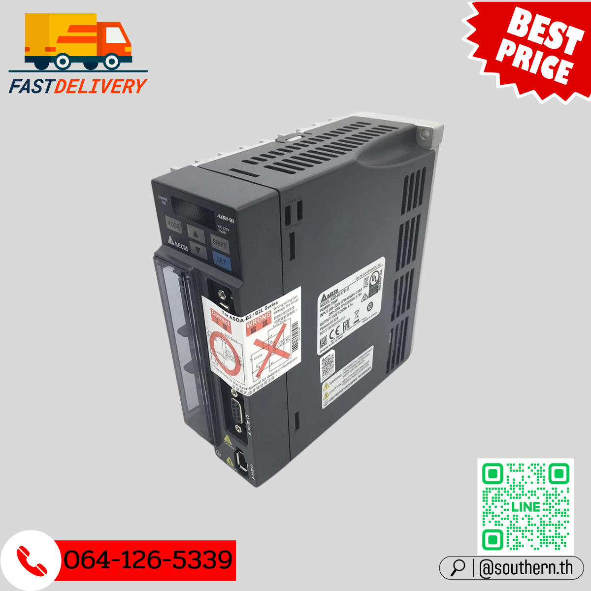 Delta AC Servo Drive ASD-B2-0221-B 200W 220V 1-Phase