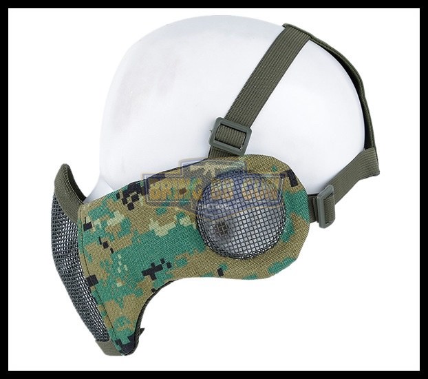 หน้ากากตะแกรงครึ่งหน้า รุ่นแก้มผ้ามีที่ปิดหู