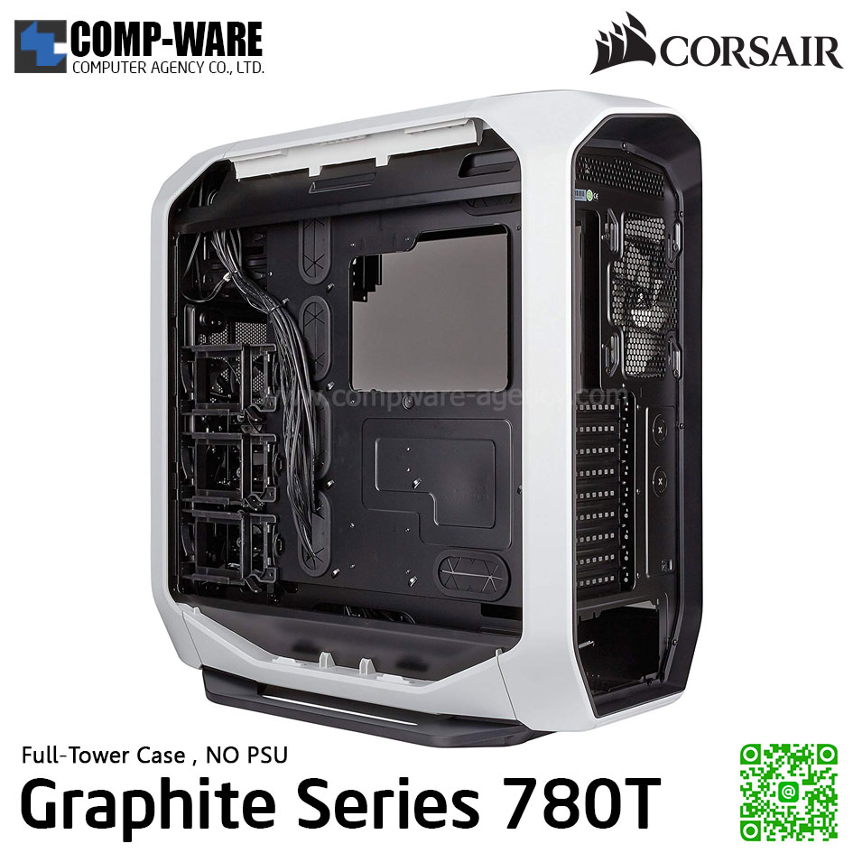 CORSAIR Graphite Series 780T White Full-Tower Chassis , No Power - CC-9011059-WW