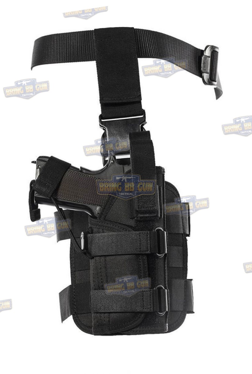 ซองปืนผ้า+เพลทรัดต้นขา ผ้า 1000D (สามารถใส่ปืนได้ทุกรุ่น) (ซองปืนรัดขา มีเพลทรองต้นขา ผ้า 1000D)