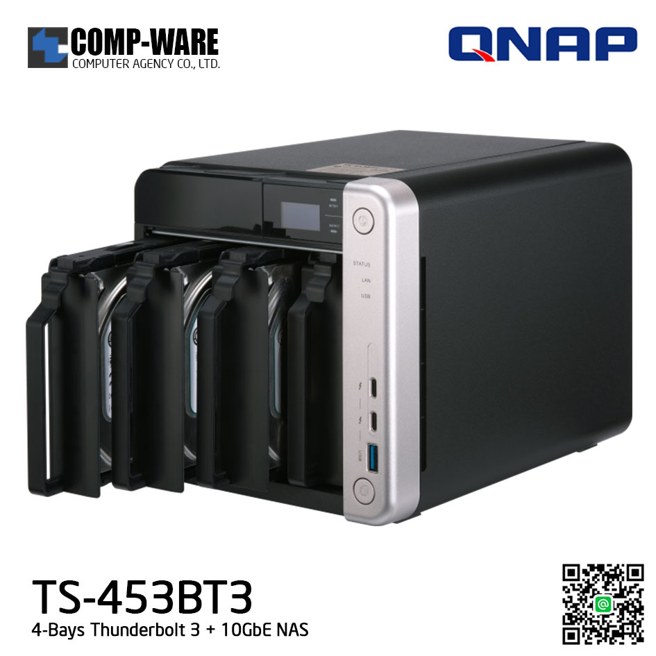 QNAP NAS (4-Bay) TS-453BT3 (8GB RAM) Thunderbolt 3 + 10GbE NAS