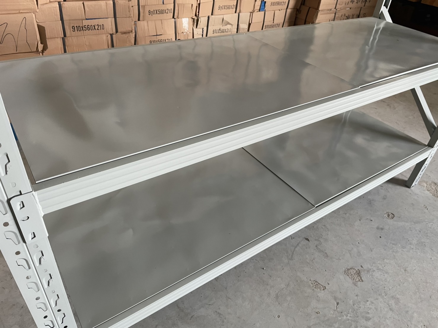 ชั้นเหล็กวางสินค้า Micro Rack 200x200x60cm. สีขาว(อมเทา)