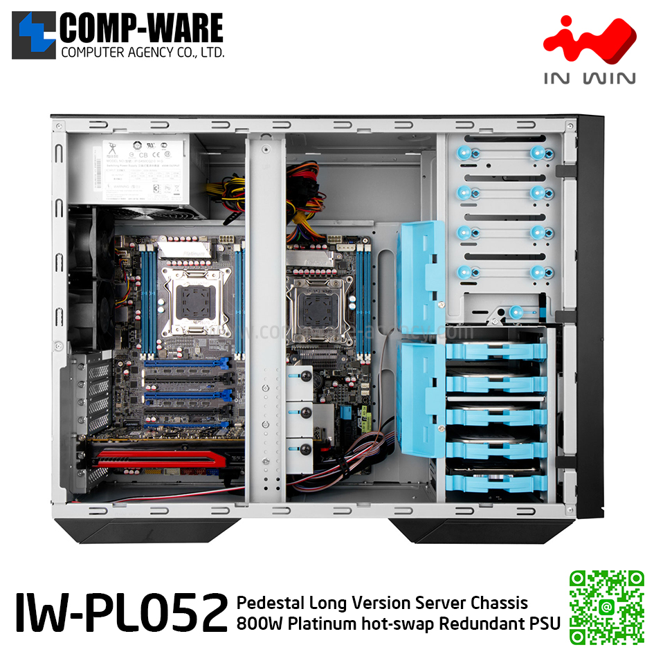 IN-WIN IW-PL052 Pedestal Long Version Server Chassis Tower , 800W Platinum hot-swap Redundant Power Supply (เคสเปล่า+พาวเวอร์ซัพพลาย) รับประกัน 3ปี // MOQ = 10 unit