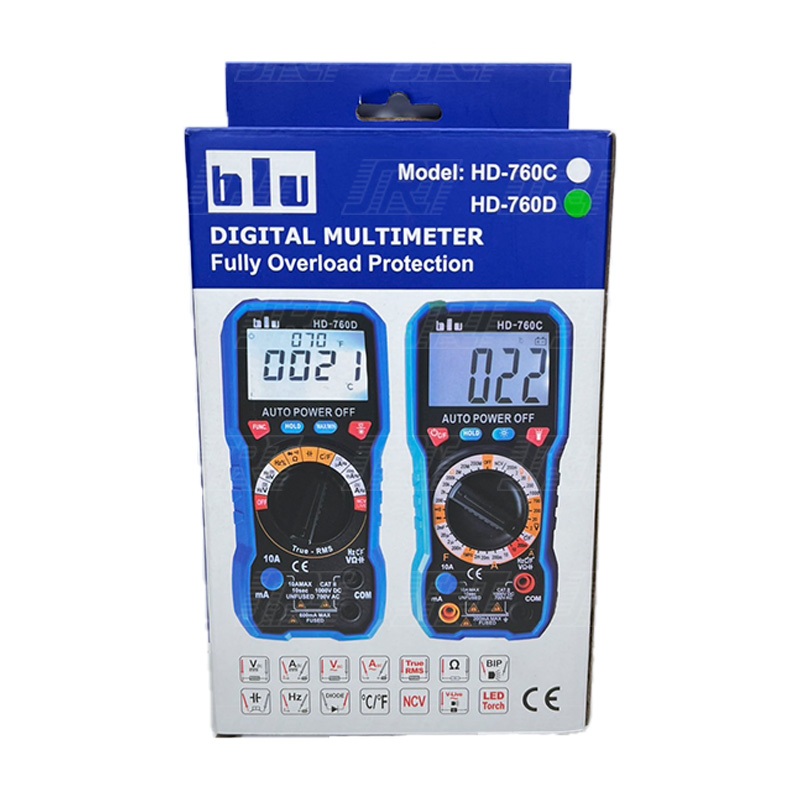 มัลติมิเตอร์ดิจิตอล HD-760D | M-HD-760D | มิเตอร์ BLU | Digital Multimeter | ของแท้100% | ส่งเร็ว