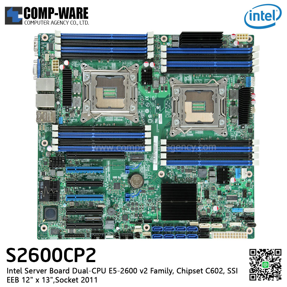 Intel Server Board S2600CP2 Server Board Dual-CPU E5-2600V2 series (SSI EEB 12"x13", Socket 2011, 2x 1GbE integrated LAN, 135W Max TDP) , DBS2600CP2