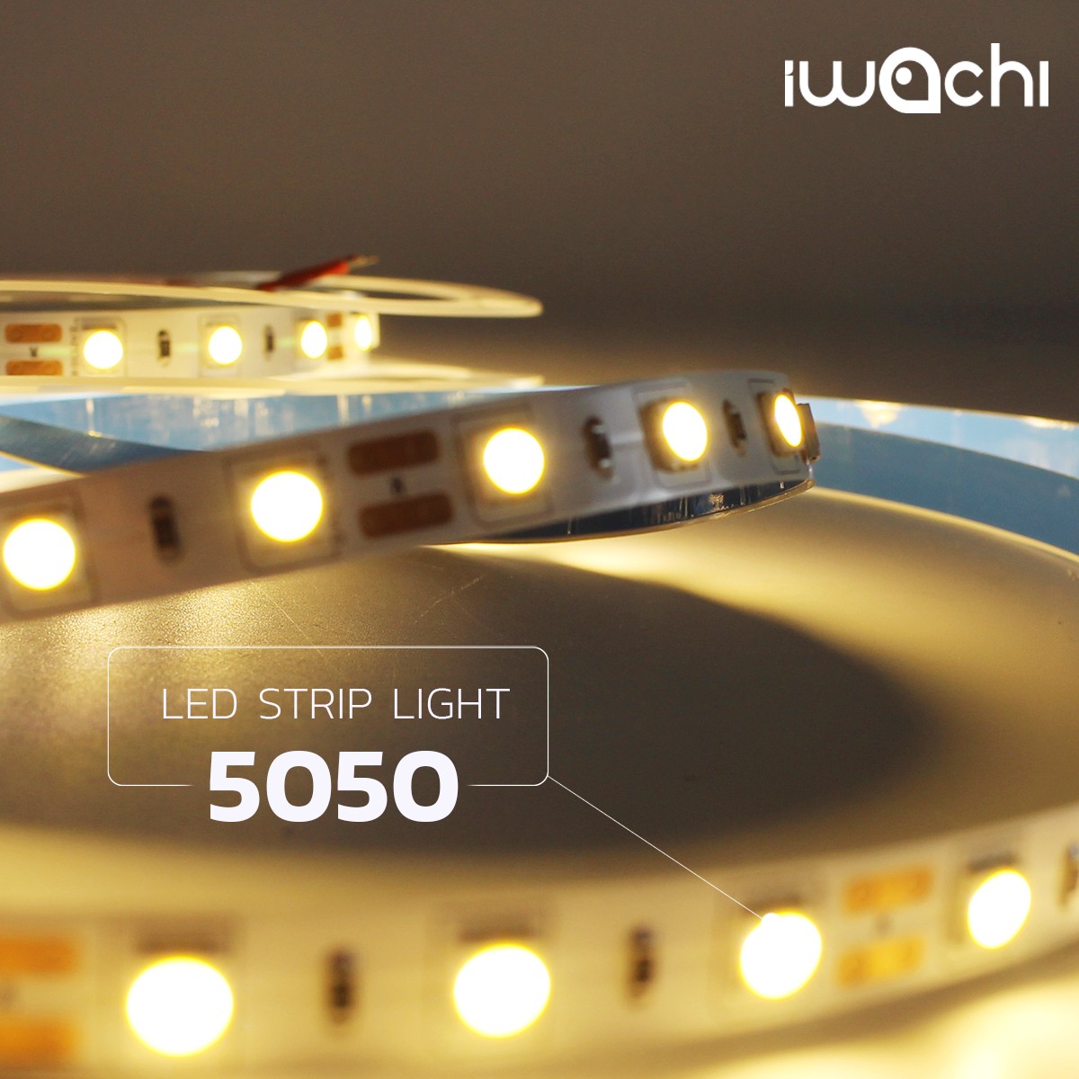 ไฟริ้บบิ้น 5M เปลือย 5050 60เม็ด -IP20-12V-5M-WW