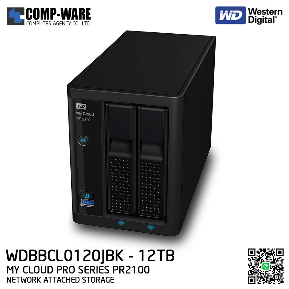 WD 12TB My Cloud Pro Series PR2100 2-Bay Network Attached Storage - WDBBCL0120JBK-SESN รับประกัน 3 ปี // Pre-order สั่งซื้อขั้นต่ำ 2 ชิ้นขึ้นไป