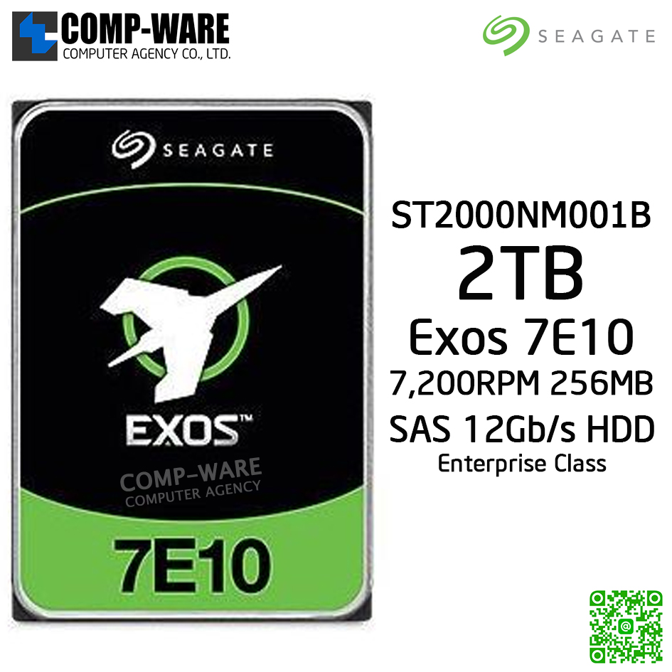 Seagate Exos 7E10 2TB 7200RPM 256MB SAS 12Gb/s 512N NO ENCRYPTION 3.5" Enterprise Class Internal Drive ST2000NM001B / 5Year Warranty