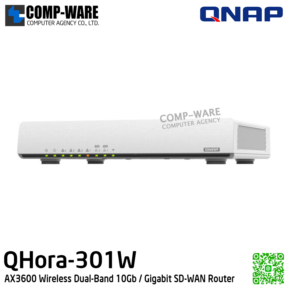 QNAP QHora-301W AX3600 Wireless Dual-Band 10Gb / Gigabit SD-WAN Router / 2Year Warranty