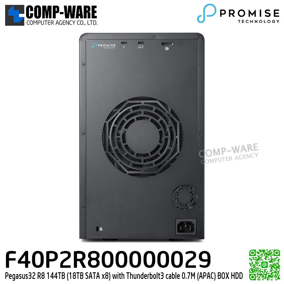 Promise Pegasus32 R8 144TB (18TB SATA x8) with Thunderbolt3 cable 0.7M (APAC) BOX HDD รับประกัน 3ปี - F40P2R800000029