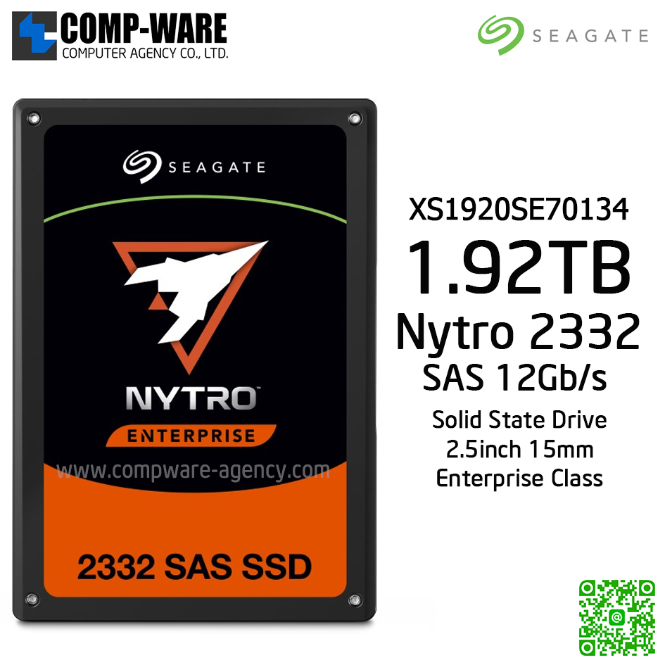 Seagate Nytro 2332 1.92TB 2.5 Inch 15mm Enterprise SSD SAS 12Gb/s ,SED BASE 3D eTLC ,XS1920SE70134 (5 Years warranty)