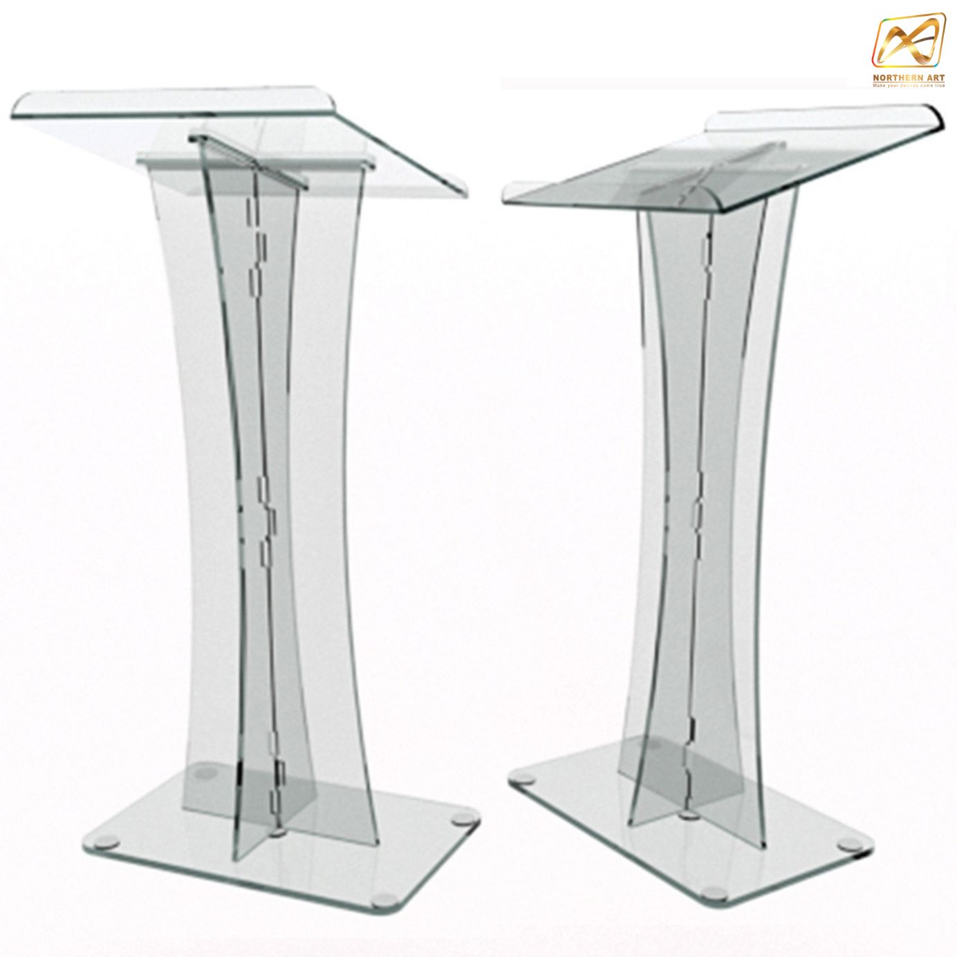 โพเดียม อะคริลิคใส AC-03 ขนาด (W)50 x (L)44 x (L)120 cm. TOP เอียงพร้อมกันตก วัสดุอะคริลิคใส หนา 10-20 มม.