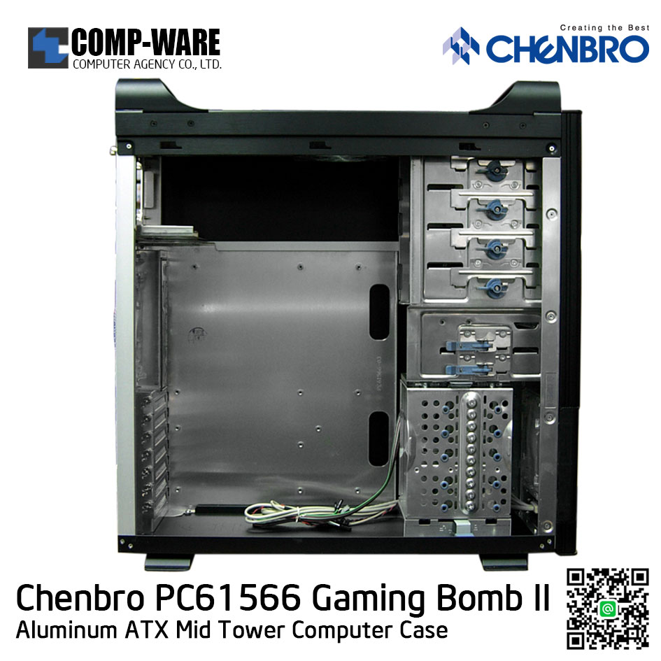 CHENBRO PC61566 Black Aluminum ATX Mid-Tower Computer Case, No Power supply
